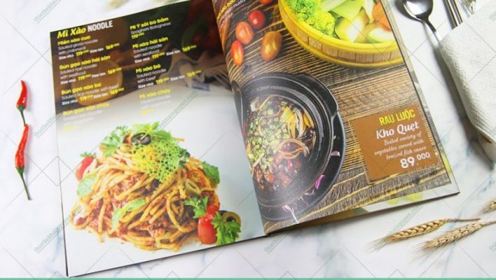 Menu để bàn dạng cuốn sách Menu để bàn dạng cuốn sách